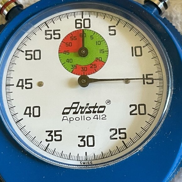 Vintage ARISTO APOLLO 412 Stop Watch Blue Swiss Made WORKING - Picture 3 of 13